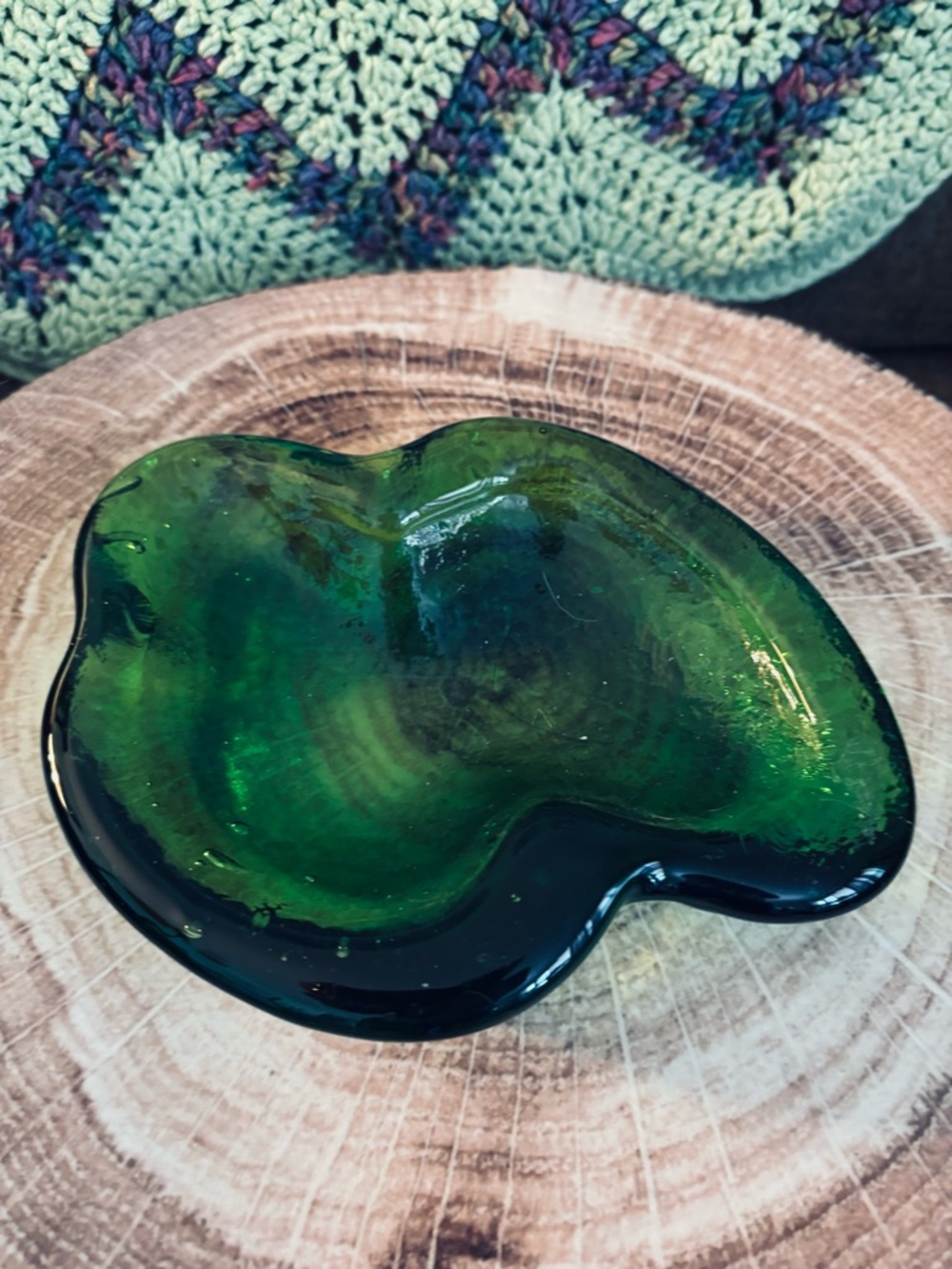 Vintage Green Depression Glass Candy Dish/Ashtray